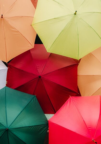 View,Of,Colorful,And,Multicolored,Umbrellas,On,The,Wall. View,Of,Colorful,And,Multicolored,Umbrellas,On,The,Wall.