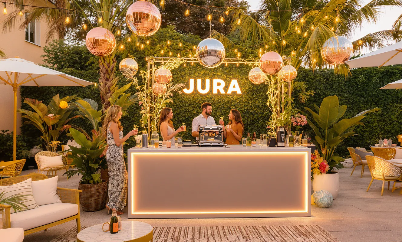 JURA Kaffeemaschine mieten: Mobile Bar & Zubehör