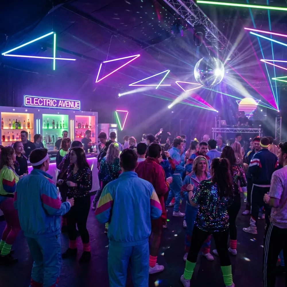 Mottoparty 80er mit Retro-Feeling und Eventausstattung