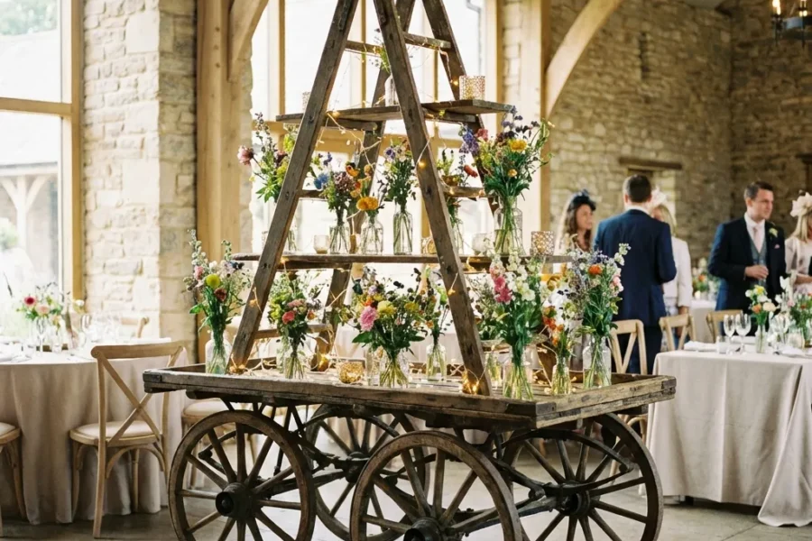 alter Holzleiterwagen für Dekoration mieten