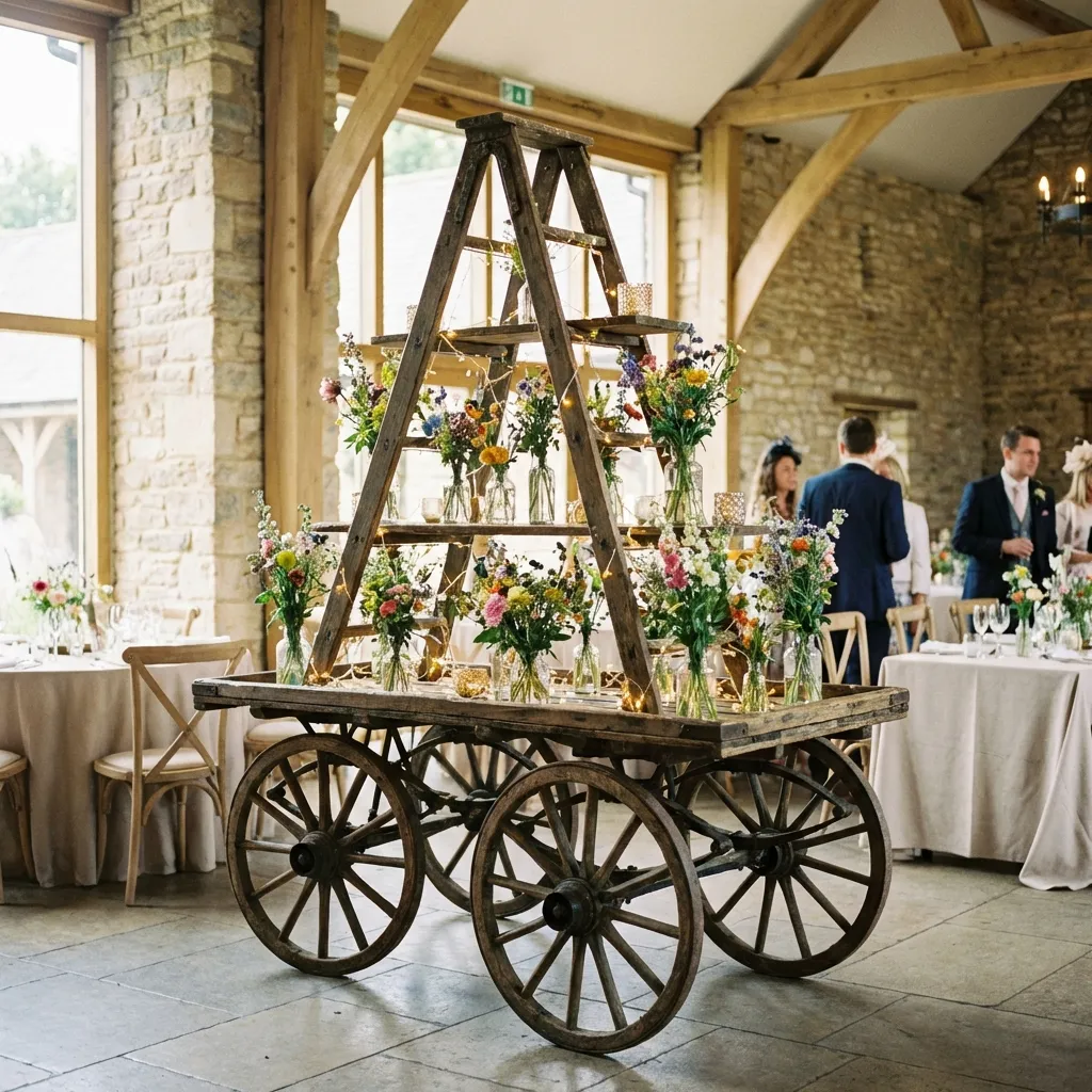 alter Holzleiterwagen für Dekoration mieten