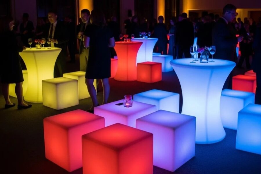LED Stehtisch mieten Zürich für stilvolle Events. Kabellose LED Stehtische flexibel mieten in der Schweiz inklusive Lieferung und Aufbau.